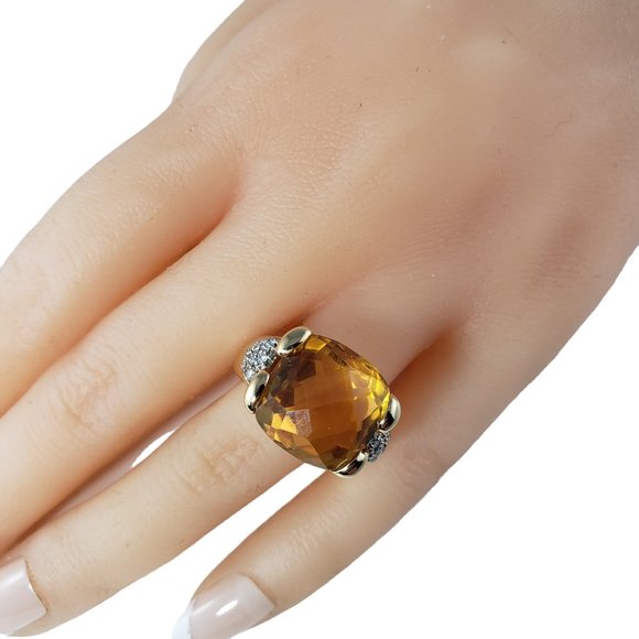Vintage 14K Yellow Gold Citrine & Diamond Ring Size 8 JAGi Certified #13902 - Picture 16 of 16